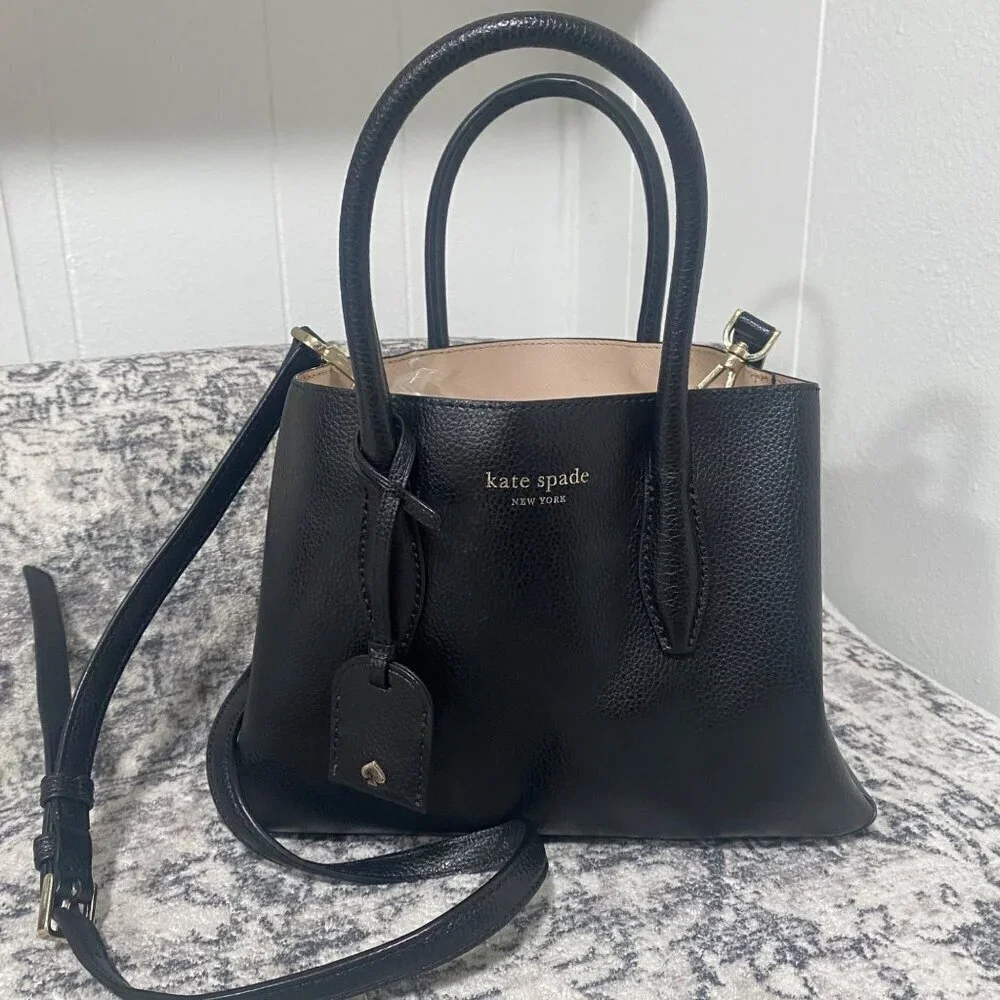 Kate Spade New York EVA Leather Small Satchel in Black